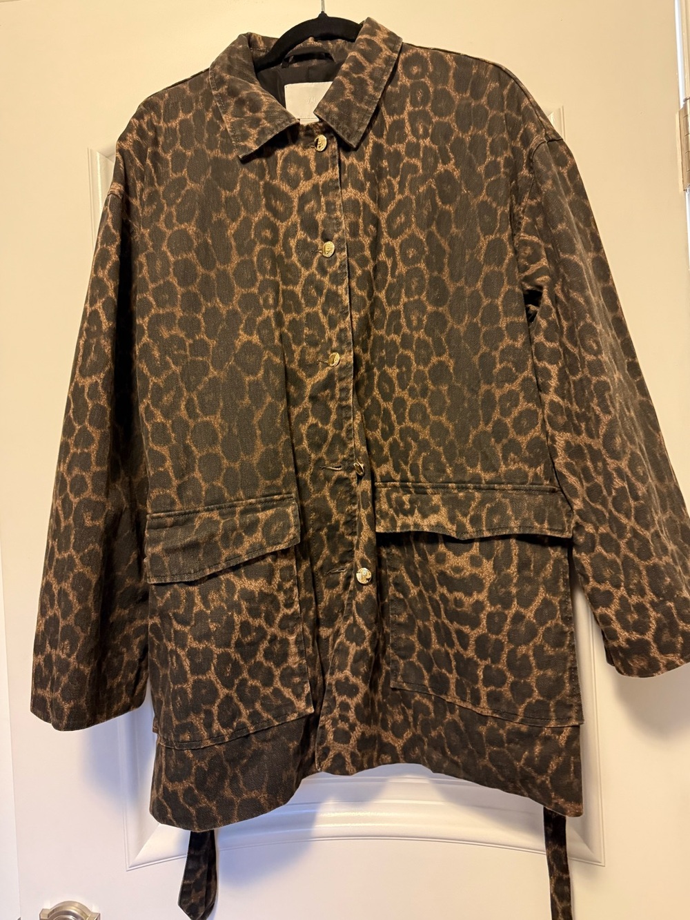 Leopard Tie Belt Utility Jacket